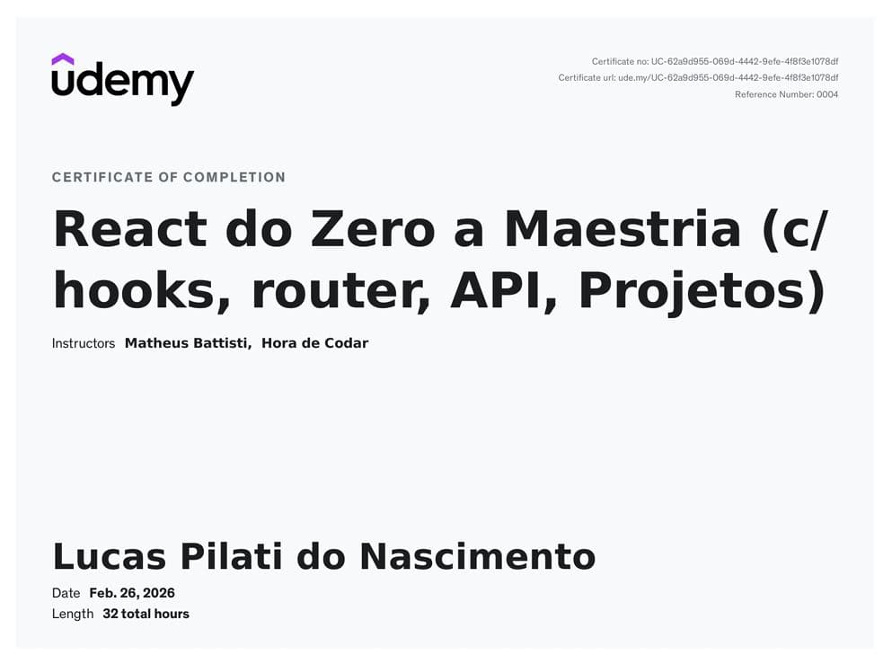 React from Zero to Mastery (Hooks, Router, API, Projects)